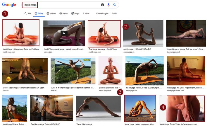 Google Bildersuche nach Nackt-Yoga